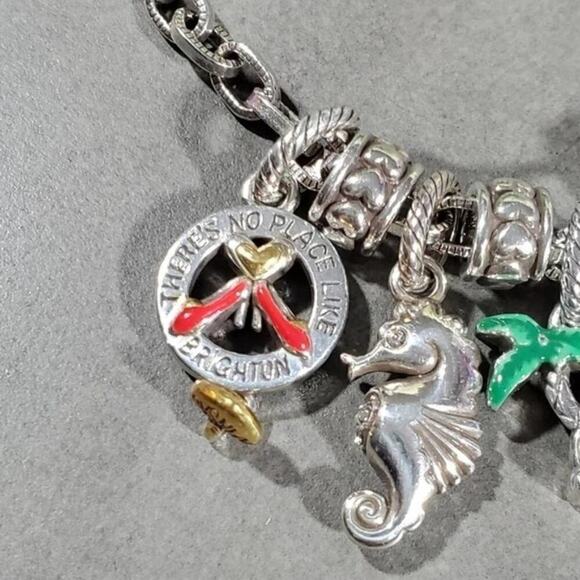 Brighton Charm Bracelet Silver Pl Travel Theme Seahorse Palm Tree Ladybug Heart - Picture 2 of 9